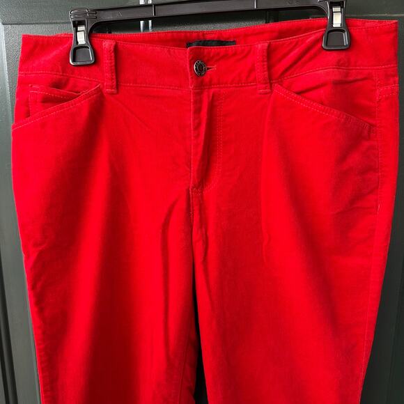 Talbots Signature 8 Cherry Red Velveteen Pants Holiday Classic Winter Career EUC - Picture 3 of 7